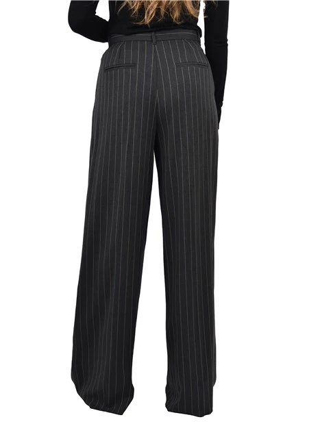 PANTALONI PALAZZO CON MOTIVO GESSATO DONNA GRIGIO SCURO