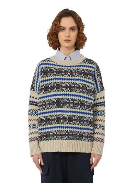 MAGLIA GIROCOLLO CON FANTASIA MISTO LANA DONNA BIANCO
