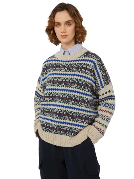 MAGLIA GIROCOLLO CON FANTASIA MISTO LANA DONNA BIANCO