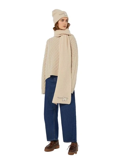 MAGLIA DOLCEVITA IN LANA CON LAVORAZIONE A TRECCE DONNA BEIGE