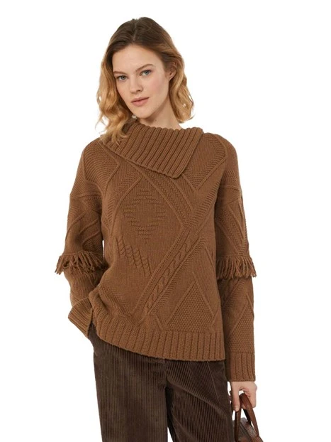 MAGLIA GIROCOLLO IN  MORBIDA LANA DONNA MARRONE