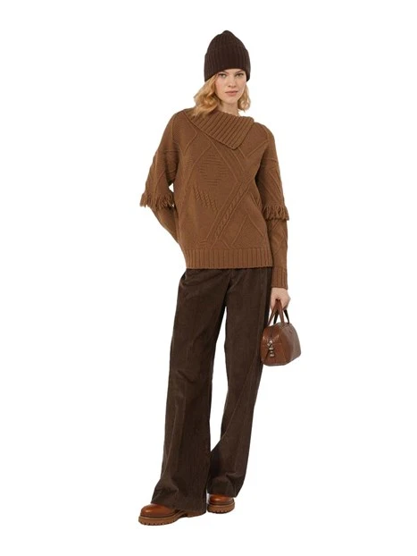 MAGLIA GIROCOLLO IN  MORBIDA LANA DONNA MARRONE