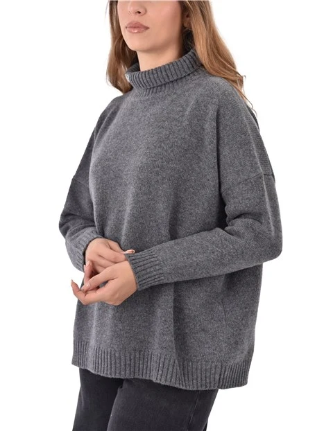 MAGLIA DOLCEVITA IN FILO RASATO DI PURA LANA DONNA ANTRACITE