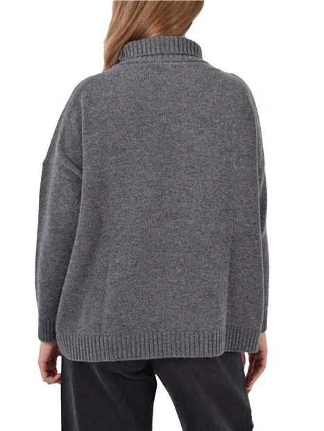 MAGLIA DOLCEVITA IN FILO RASATO DI PURA LANA DONNA ANTRACITE