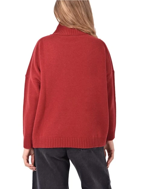 MAGLIA DOLCEVITA IN FILO RASATO DI PURA LANA DONNA ROSSO