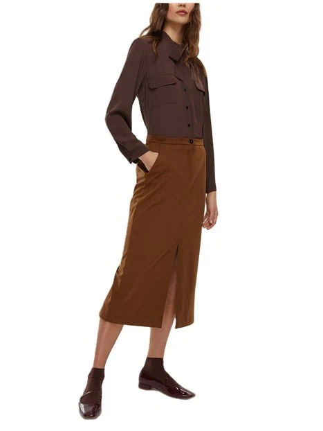 CAMICIA MISTO SETA ALIBI DONNA MARRONE