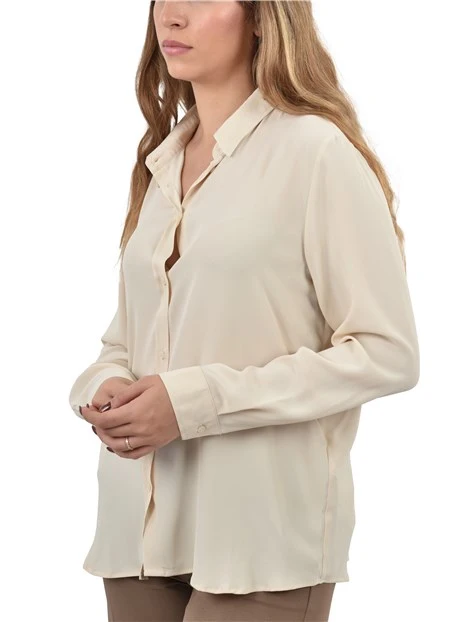 CAMICIA IN MISTO SETA COLLO A CAMICIA DONNA BIANCO