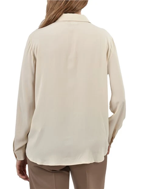 CAMICIA IN MISTO SETA COLLO A CAMICIA DONNA BIANCO