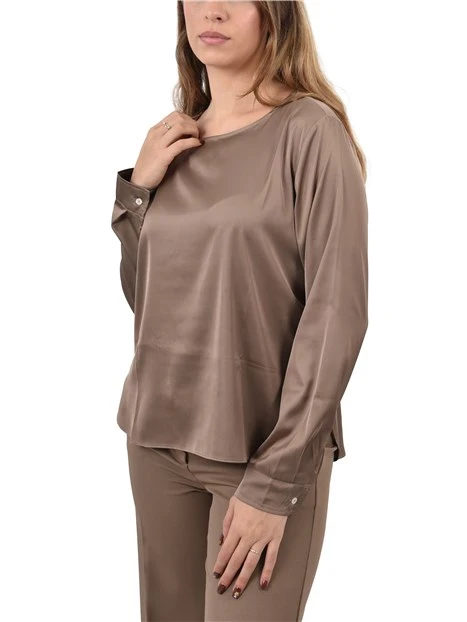 BLUSA IN RASO LEGGERO DONNA TORTORA