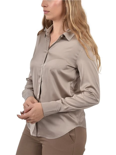 CAMICIA IN RASO LEGGERO CON ABBOTTONATURA A VISTA DONNA BEIGE
