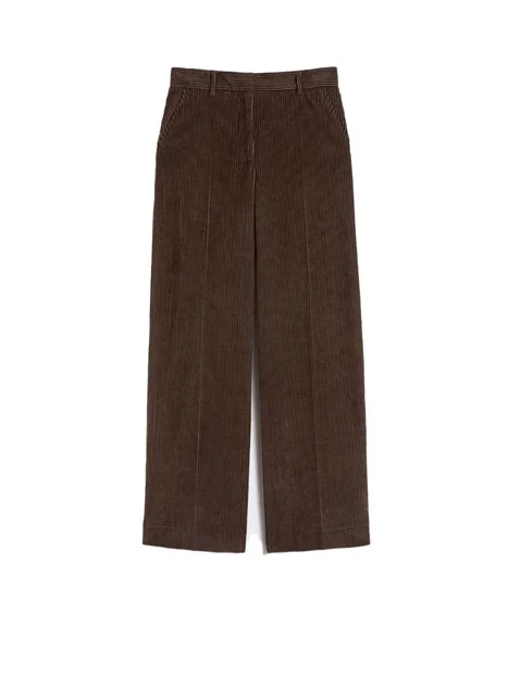 PANTALONI PALAZZO IN VELLUTO CON PIEGA STIRATA DONNA MARRONE
