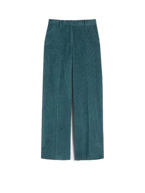 PANTALONI PALAZZO IN VELLUTO CON PIEGA STIRATA DONNA BLU