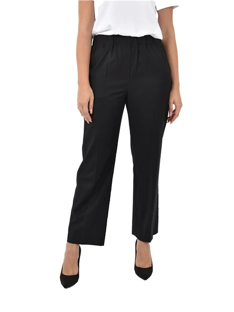 PANTALONI CROPPED IN FLANELLA DI LANA STRETCH DONNA NERO