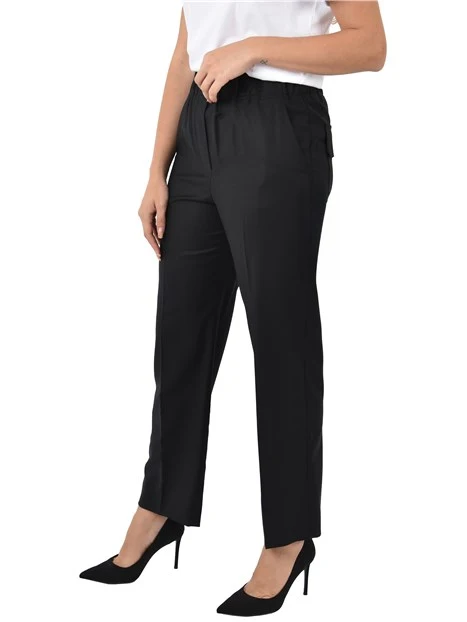 PANTALONI CROPPED IN FLANELLA DI LANA STRETCH DONNA NERO