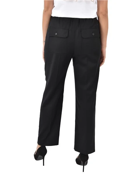 PANTALONI CROPPED IN FLANELLA DI LANA STRETCH DONNA NERO