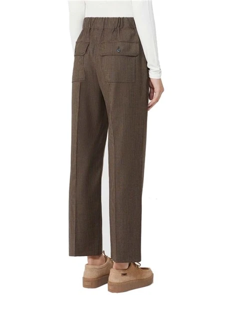 PANTALONI CROPPED IN LANA CON TASCHE ALLA FRANCESE DONNA MARRONE