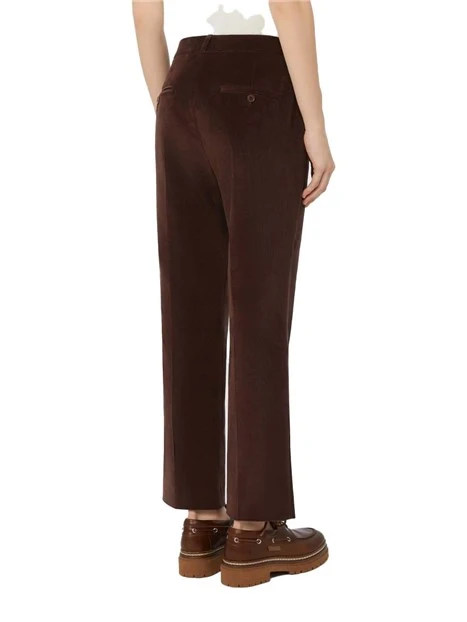 PANTALONI CROPPED IN VELLUTO DI COTONE DONNA MARRONE