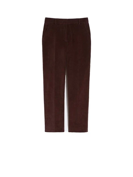 PANTALONI CROPPED IN VELLUTO DI COTONE DONNA MARRONE