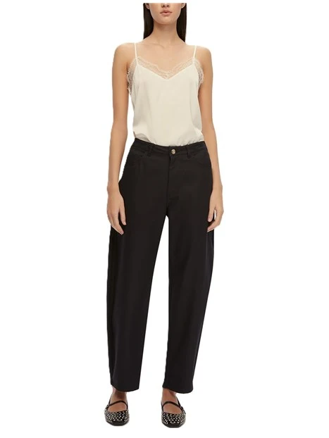 PANTALONI IN COTONE ALA DONNA NERO