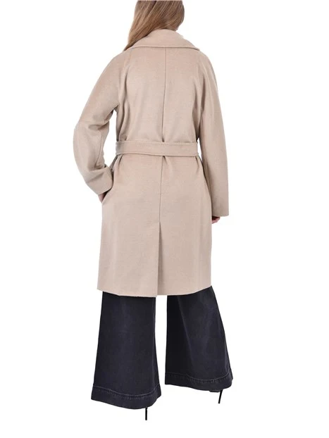 CAPPOTTO LUNGO IN LANA VERGINE CON SPACCO POSTERIORE DONNA BEIGE