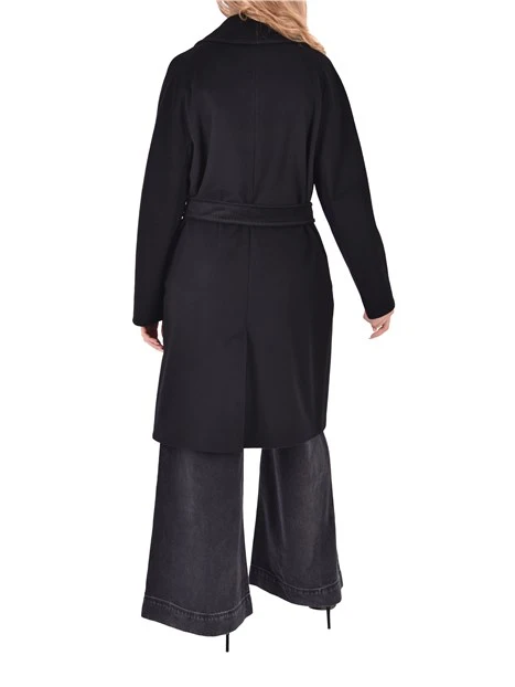 CAPPOTTO LUNGO IN LANA VERGINE CON SPACCO POSTERIORE DONNA NERO