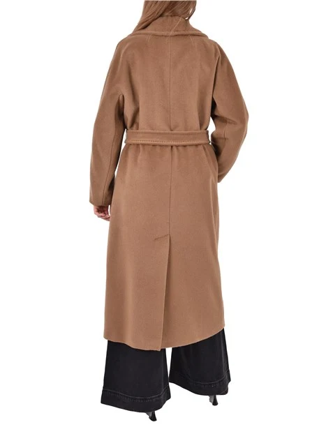 CAPPOTTO LUNGO CON CINTURA IN MISTO LANA E ALPACA DONNA MARRONE