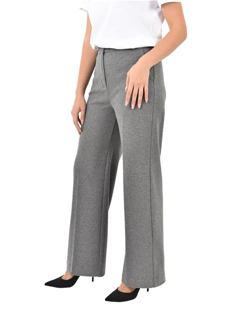 PANTALONE CHINO IN FLANELLA CON CHIUSURA A ZIP NASCOSTA DONNA GRIGIO