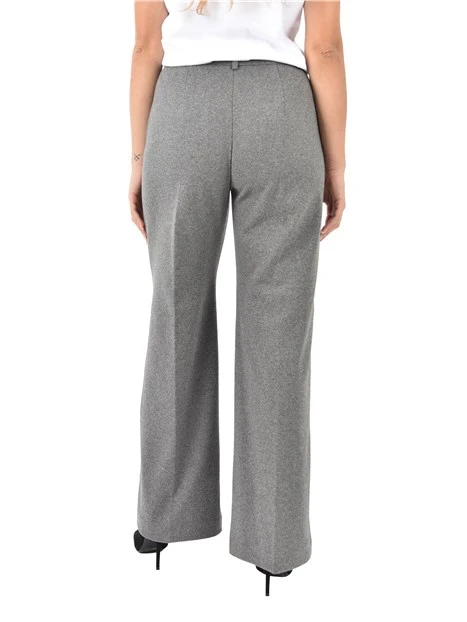 PANTALONE CHINO IN FLANELLA CON CHIUSURA A ZIP NASCOSTA DONNA GRIGIO