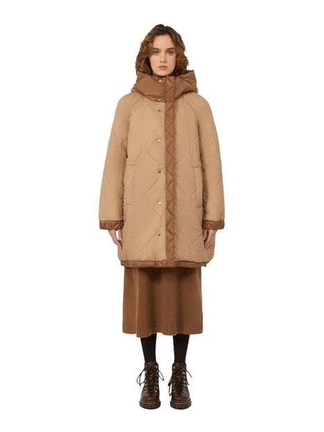 CAPPOTTO LUNGO IMBOTTITO REVERSIBILE DONNA MARRONE
