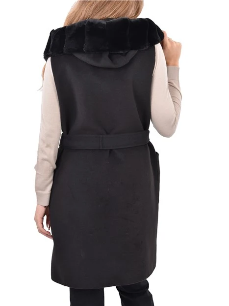 CAPPOTTO LUNGO SMANICATO MONOPETTO DONNA NERO