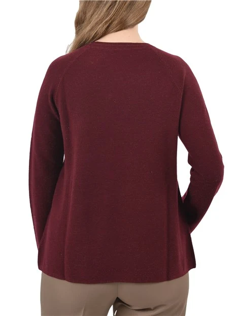 MAGLIA GIROCOLLO CON INSERTO IN LUREX DONNA BORDEAUX