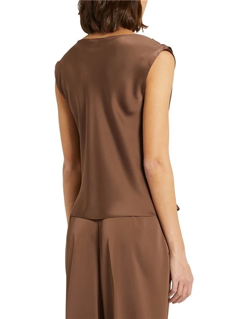 TOP SMANICATO IN RASO CALOTTE DONNA MARRONE