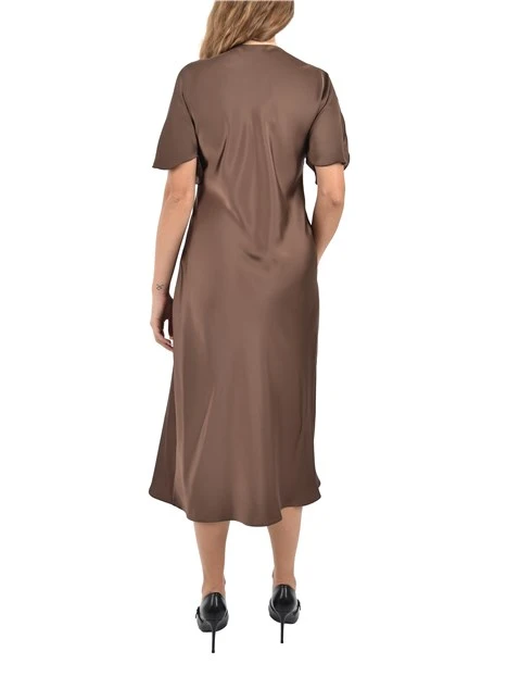 VESTITO LUNGO SEMIADERENTE DONNA MARRONE