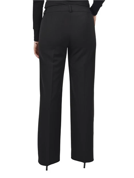 PANTALONE PALAZZO CON BOTTONE E ZIP NASCOSTA DONNA NERO