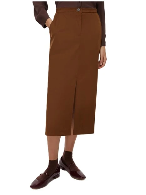 GONNA LUNGA JERSEY DRITTO DONNA MARRONE