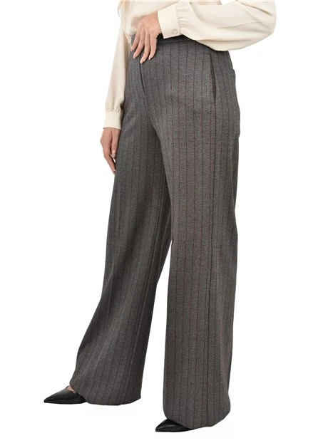 PANTALONE A PALAZZO IN JERSEY DONNA MARRONE