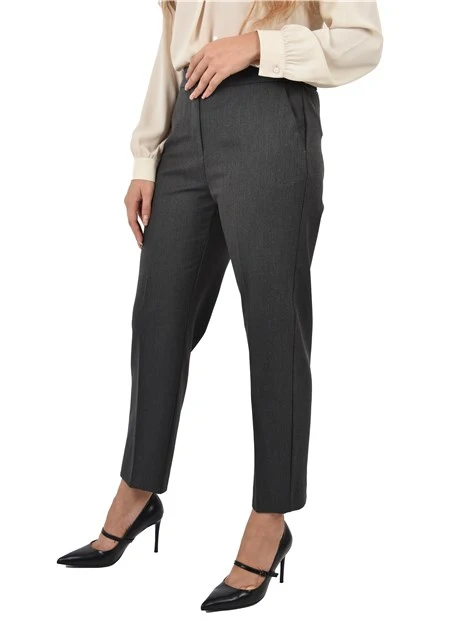 PANTALONE CHINO CON CHIUSURA CON ZIP NASCOSTA E GANCIO DONNA NERO