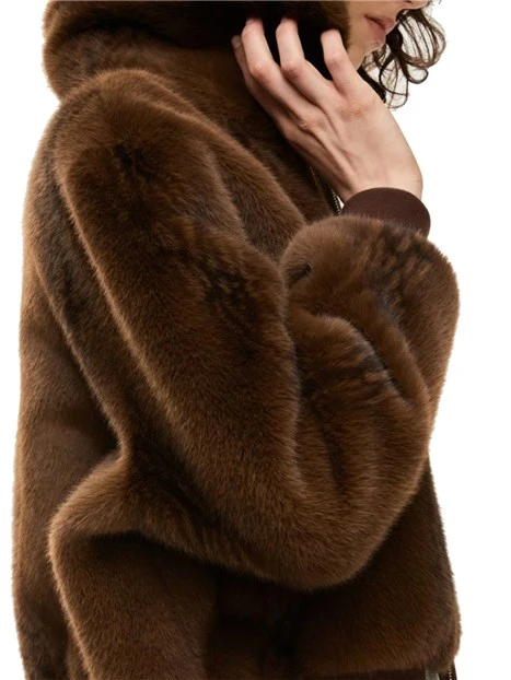 CAPPOTTO CORTO FLUFFY KARTAL DONNA MARRONE