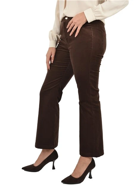 PANTALONE IN VELLUTO DI COTONE  DONNA MARRONE