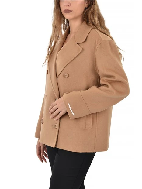 CAPPOTTO CORTO DOPPIOPETTO IN LANA  DONNA MARRONE