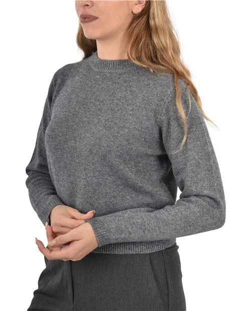 MAGLIA GIROCOLLO IN MISTO LANA E CASHMERE DONNA GRIGIO