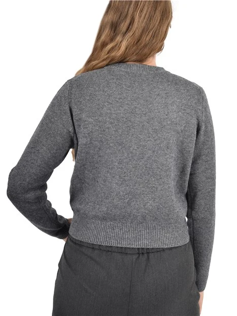 MAGLIA GIROCOLLO IN MISTO LANA E CASHMERE DONNA GRIGIO