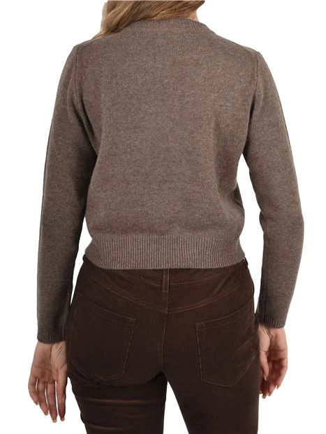 MAGLIA GIROCOLLO IN MISTO LANA E CASHMERE DONNA MARRONE