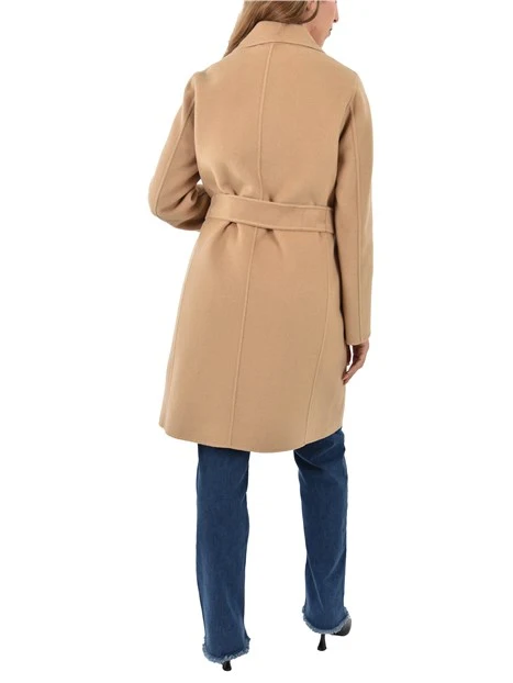 CAPPOTTO LUNGO IN PANNO DOUBLE MISTO LANA DONNA BEIGE
