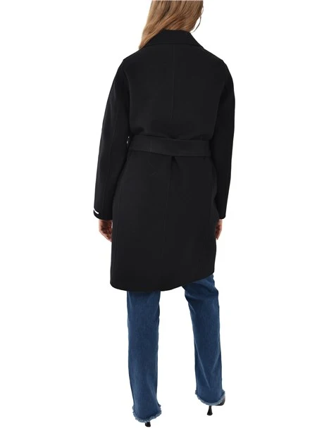 CAPPOTTO LUNGO IN PANNO DOUBLE MISTO LANA DONNA NERO