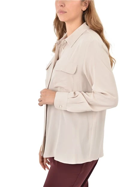 CAMICIA CON TASCHE IN MISTO SETA DONNA BIANCO