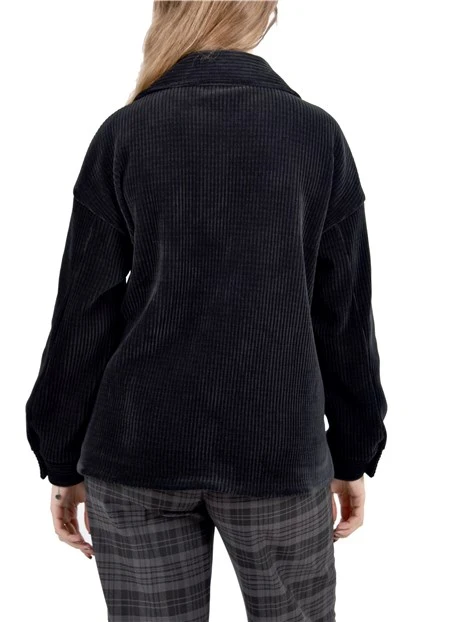 GIACCA CORTA IN VELLUTO A COSTE CON TASCA DONNA ANTRACITE