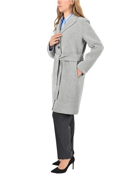 CAPPOTTO LUNGO IN PANNO DOUBLE MISTO LANA DONNA GRIGIO
