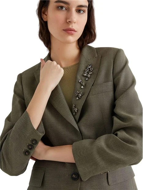 GIACCA BLAZER IN LANA CON DECORAZIONI IMPACT DONNA VERDE