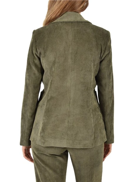 BLAZER IN VELLUTO A COSTE DONNA VERDE